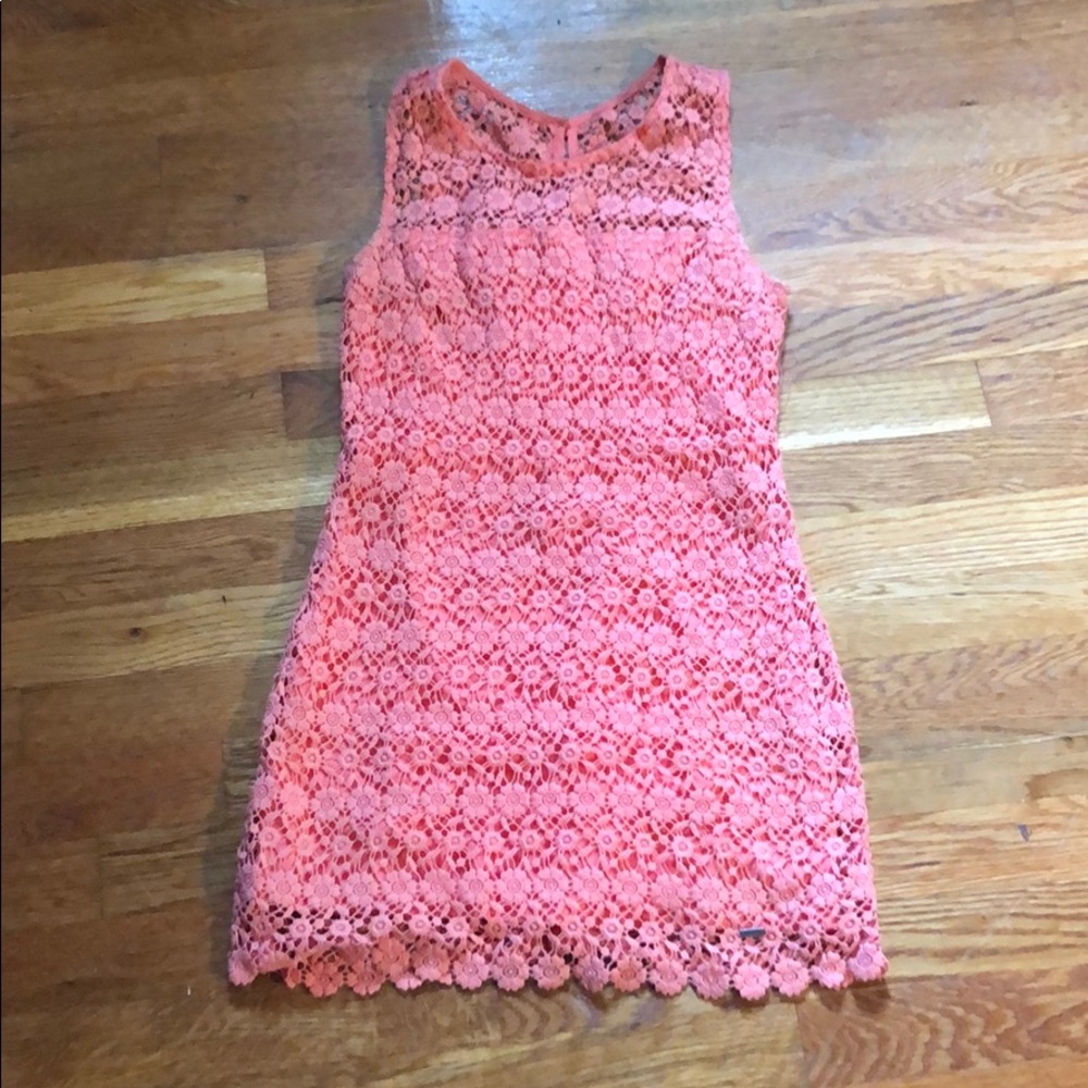 Hollister coral lace dress